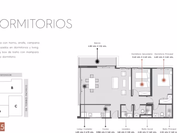 2 dormitorio 60m²
