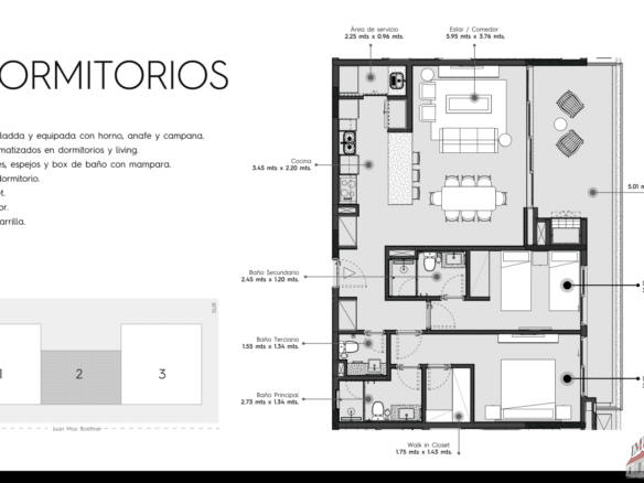 115m 2 dormitorios